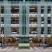Multi-level parking garage structure at luxury Miami condominium building with modern security features