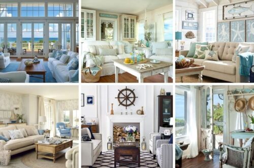 Coastal modern living room with neutral tones, natural textures, and sleek furniture