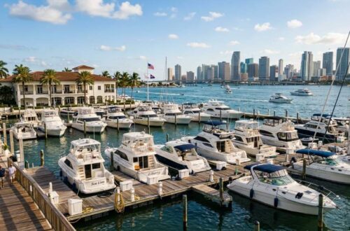 Miami Yacht Club marina overlooking Biscayne Bay
